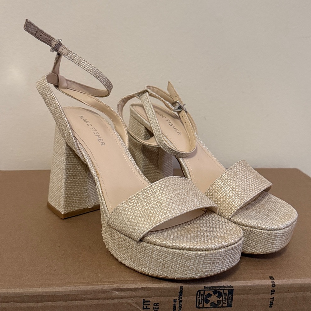Marc Fisher Textured Cream Heels